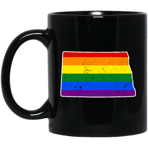 North Dakota Rainbow Flag LGBT Community Pride LGBT Shirts  BM11OZ 11 oz. Black Mug