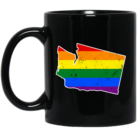 Washington Rainbow Flag LGBT Community Pride LGBT Shirts  BM11OZ 11 oz. Black Mug
