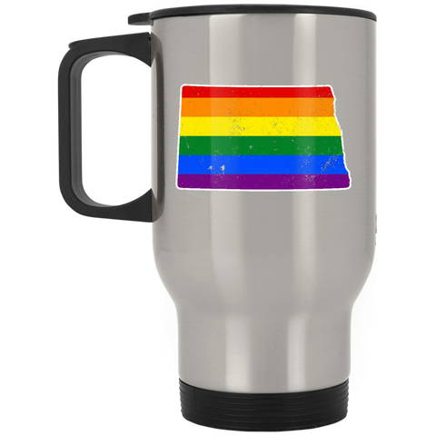 North Dakota Rainbow Flag LGBT Community Pride LGBT Shirts  XP8400S Silver Stainless Travel Mug