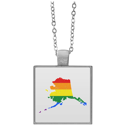 Alaska Rainbow Flag LGBT Community Pride LGBT Shirts  UN4684 Square Necklace