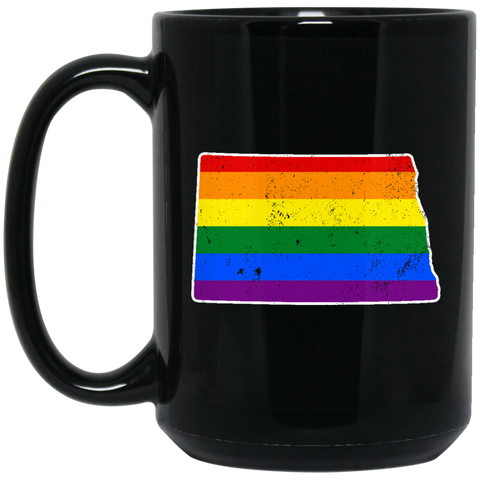 North Dakota Rainbow Flag LGBT Community Pride LGBT Shirts  BM15OZ 15 oz. Black Mug