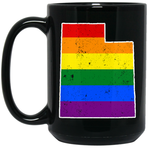 Utah Rainbow Flag LGBT Community Pride LGBT Shirts  BM15OZ 15 oz. Black Mug