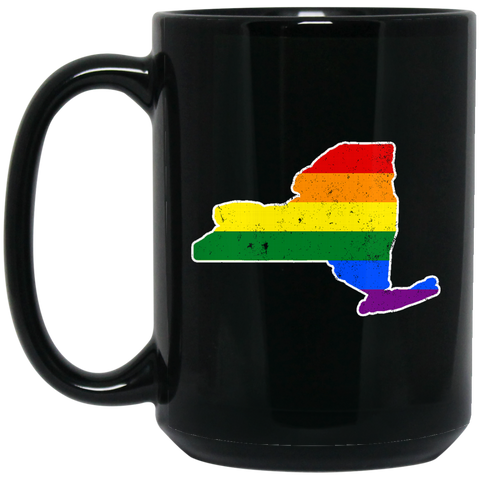 New York Rainbow Flag LGBT Community Pride LGBT Shirts  BM15OZ 15 oz. Black Mug