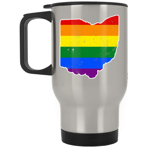 Ohio Rainbow Flag LGBT Community Pride LGBT Shirts  XP8400S Silver Stainless Travel Mug