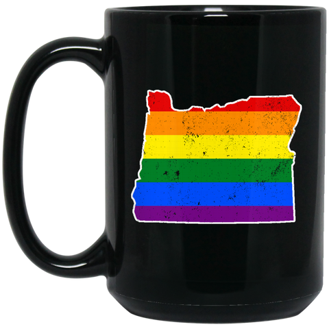 Oregon Rainbow Flag LGBT Community Pride LGBT Shirts  BM15OZ 15 oz. Black Mug