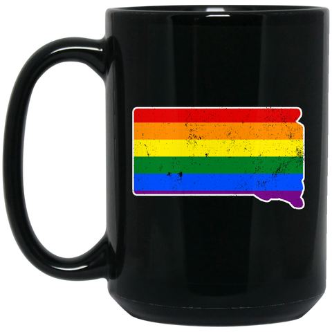 South Dakota Rainbow Flag LGBT Community Pride LGBT Shirts  BM15OZ 15 oz. Black Mug