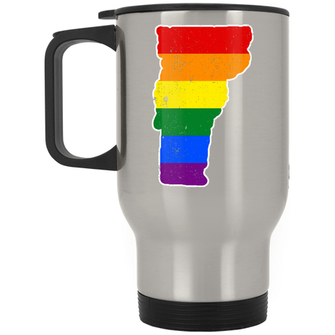 Vermont Rainbow Flag LGBT Community Pride LGBT Shirts  XP8400S Silver Stainless Travel Mug