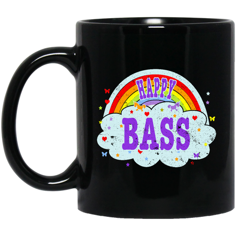 Happy-Playing-Bass-Funny-Bass-Player-Gift Bassist Gift  BM11OZ 11 oz. Black Mug