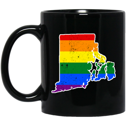 Rhode Island Rainbow Flag LGBT Community Pride LGBT Shirts  BM11OZ 11 oz. Black Mug