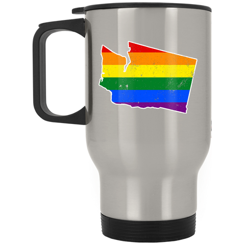 Washington Rainbow Flag LGBT Community Pride LGBT Shirts  XP8400S Silver Stainless Travel Mug