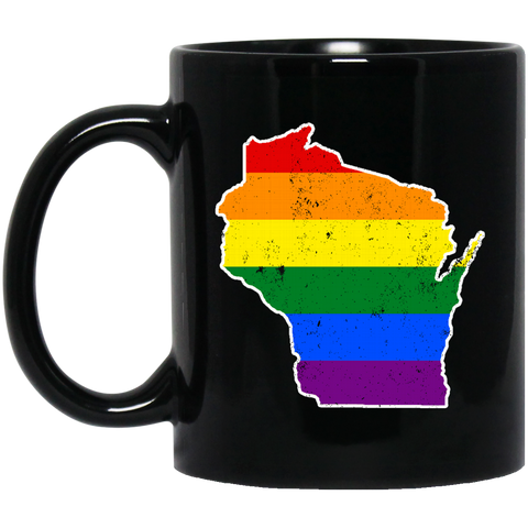 Wisconsin Rainbow Flag LGBT Community Pride LGBT Shirts  BM11OZ 11 oz. Black Mug