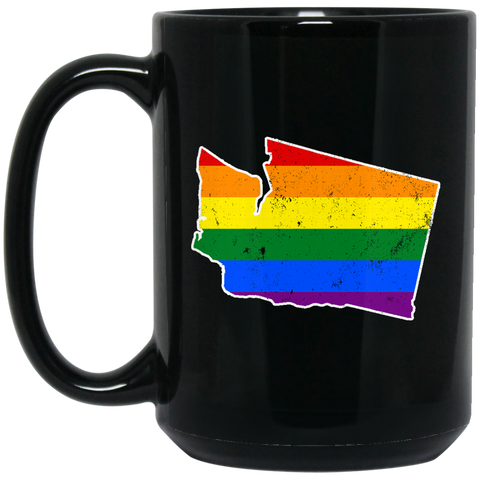 Washington Rainbow Flag LGBT Community Pride LGBT Shirts  BM15OZ 15 oz. Black Mug