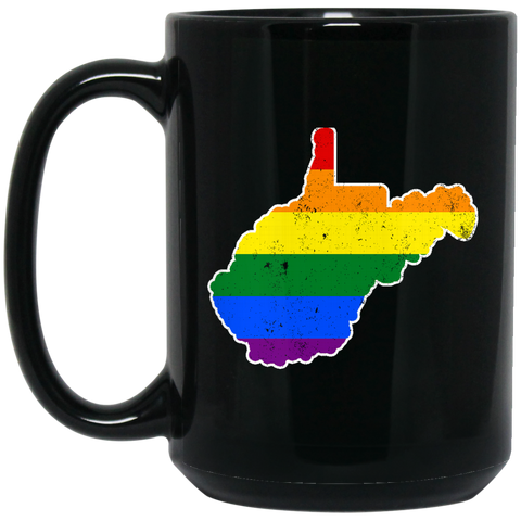 West Virginia Rainbow Flag LGBT Community Pride LGBT Shirts  BM15OZ 15 oz. Black Mug