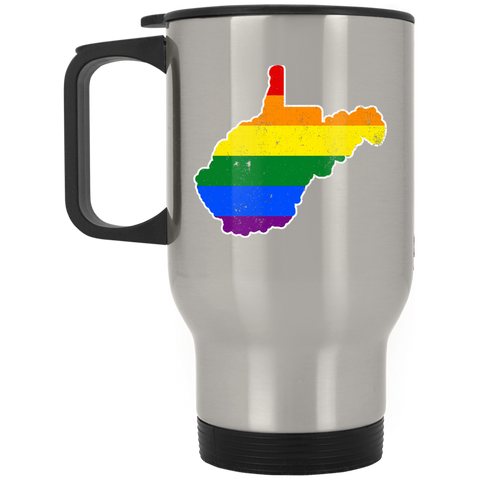 West Virginia Rainbow Flag LGBT Community Pride LGBT Shirts  XP8400S Silver Stainless Travel Mug