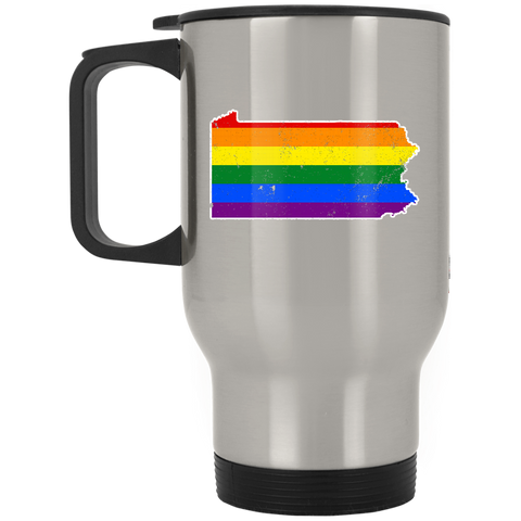 Pennsylvania Rainbow Flag LGBT Community Pride LGBT Shirts  XP8400S Silver Stainless Travel Mug