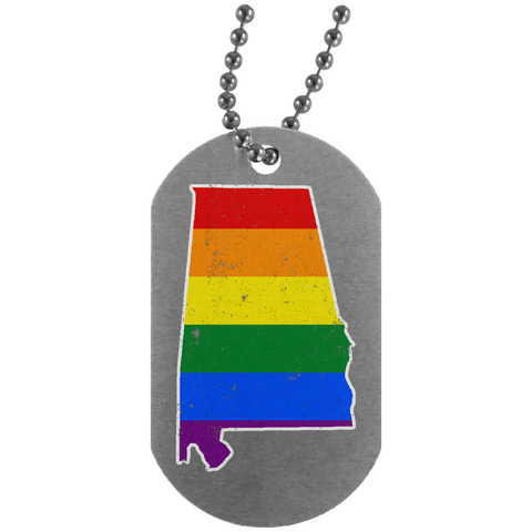 Alabama Rainbow Flag LGBT Community Pride LGBT Shirts  UN4004 Silver Dog Tag