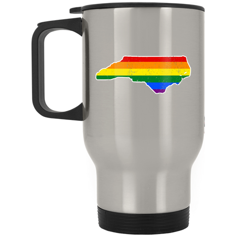 North Carolina Rainbow Flag LGBT Community Pride LGBT Shirt  XP8400S Silver Stainless Travel Mug
