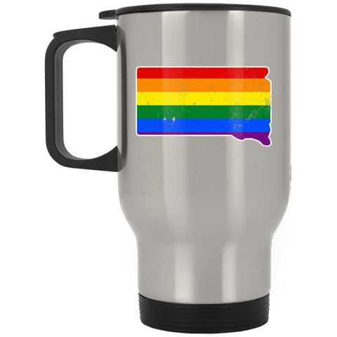 South Dakota Rainbow Flag LGBT Community Pride LGBT Shirts  XP8400S Silver Stainless Travel Mug