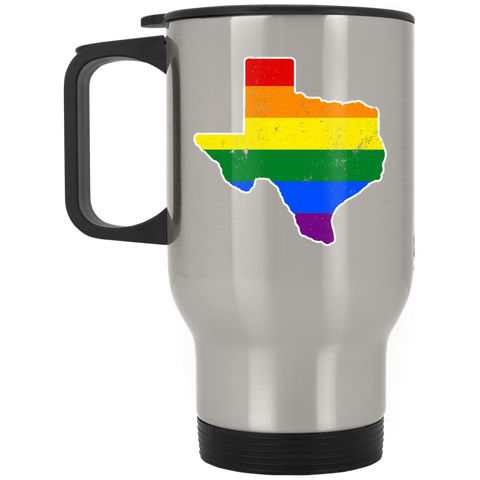Texas Rainbow Flag LGBT Community Pride LGBT Shirts  XP8400S Silver Stainless Travel Mug
