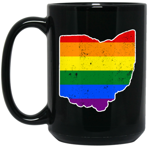 Ohio Rainbow Flag LGBT Community Pride LGBT Shirts  BM15OZ 15 oz. Black Mug