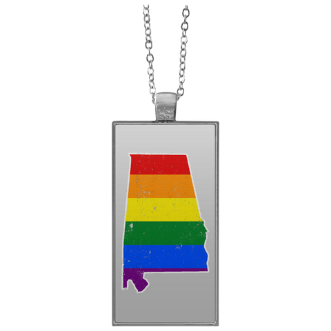 Alabama Rainbow Flag LGBT Community Pride LGBT Shirts  UN4682 Rectangle Necklace