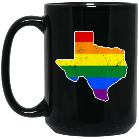 Texas Rainbow Flag LGBT Community Pride LGBT Shirts  BM15OZ 15 oz. Black Mug