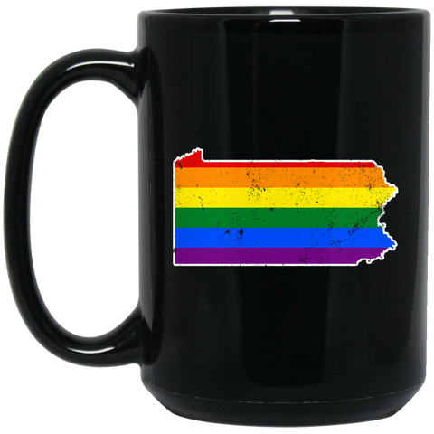 Pennsylvania Rainbow Flag LGBT Community Pride LGBT Shirts  BM15OZ 15 oz. Black Mug
