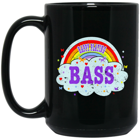 Happy-Playing-Bass-Player-T-Gift Bassist T Gift  BM15OZ 15 oz. Black Mug