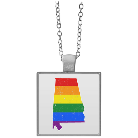 Alabama Rainbow Flag LGBT Community Pride LGBT Shirts  UN4684 Square Necklace