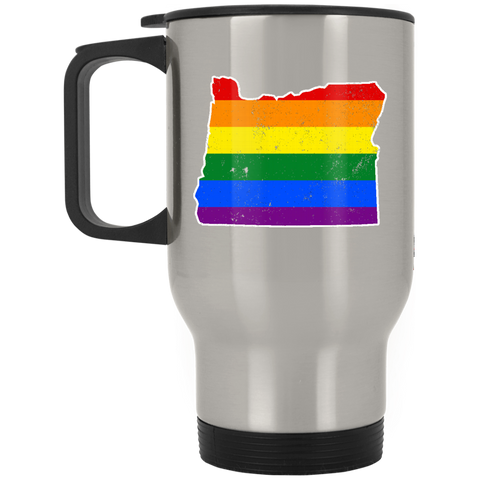 Oregon Rainbow Flag LGBT Community Pride LGBT Shirts  XP8400S Silver Stainless Travel Mug