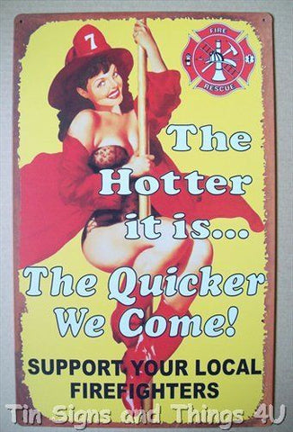 Firefighter PinUp Tin Sign PinUp Girl