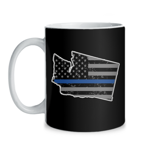 Washington Police Thin Blue Line Coffee Cup - Shoppzee
