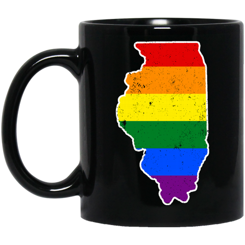 Illinois Rainbow Flag LGBT Community Pride LGBT Shirts  BM11OZ 11 oz. Black Mug