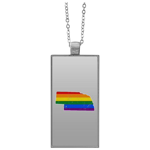 Nebraska Rainbow Flag LGBT Community Pride LGBT Shirts  UN4682 Rectangle Necklace