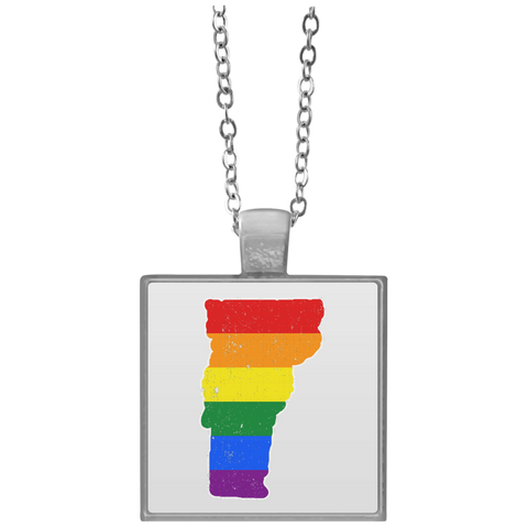 Vermont Rainbow Flag LGBT Community Pride LGBT Shirts  UN4684 Square Necklace