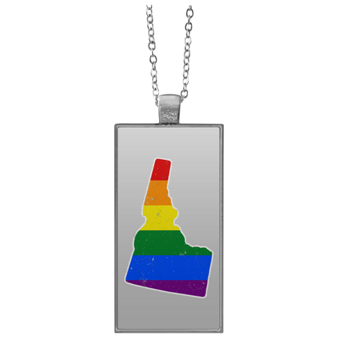 Idaho Rainbow Flag LGBT Community Pride LGBT Shirts  UN4682 Rectangle Necklace