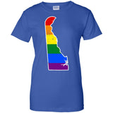 Delaware Rainbow Flag LGBT Community Pride LGBT Shirts  G200L Gildan Ladies' 100% Cotton T-Shirt