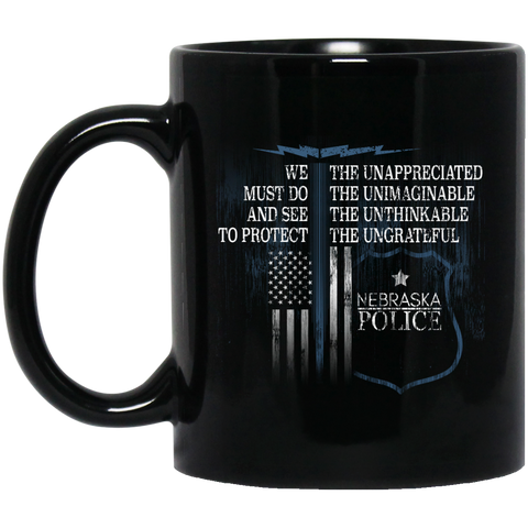 Nebraska Police Shirt Police Gifts Police Officer Gifts  BM11OZ 11 oz. Black Mug
