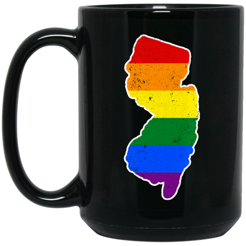 New Jersey Rainbow Flag LGBT Community Pride LGBT Shirts  BM15OZ 15 oz. Black Mug