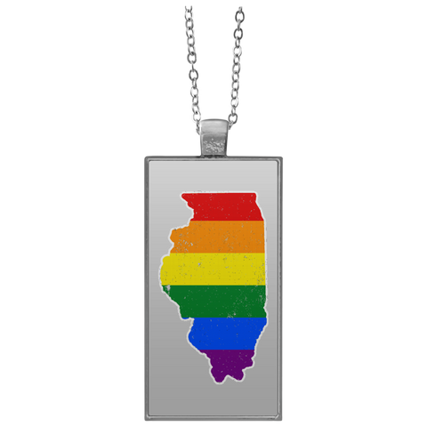 Illinois Rainbow Flag LGBT Community Pride LGBT Shirts  UN4682 Rectangle Necklace