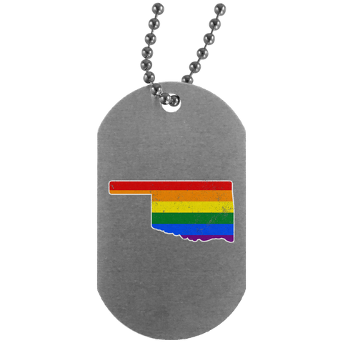 Oklahoma Rainbow Flag LGBT Community Pride LGBT Shirts  UN4004 Silver Dog Tag