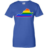 Virginia Rainbow Flag LGBT Community Pride LGBT Shirts  G200L Gildan Ladies' 100% Cotton T-Shirt