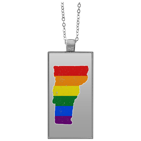 Vermont Rainbow Flag LGBT Community Pride LGBT Shirts  UN4682 Rectangle Necklace