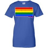 South Dakota Rainbow Flag LGBT Community Pride LGBT Shirts  G200L Gildan Ladies' 100% Cotton T-Shirt