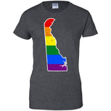 Delaware Rainbow Flag LGBT Community Pride LGBT Shirts  G200L Gildan Ladies' 100% Cotton T-Shirt