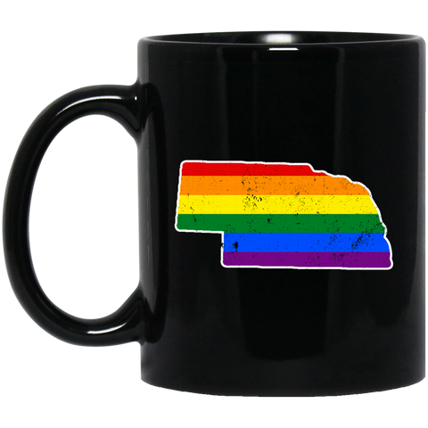 Nebraska Rainbow Flag LGBT Community Pride LGBT Shirts  BM11OZ 11 oz. Black Mug