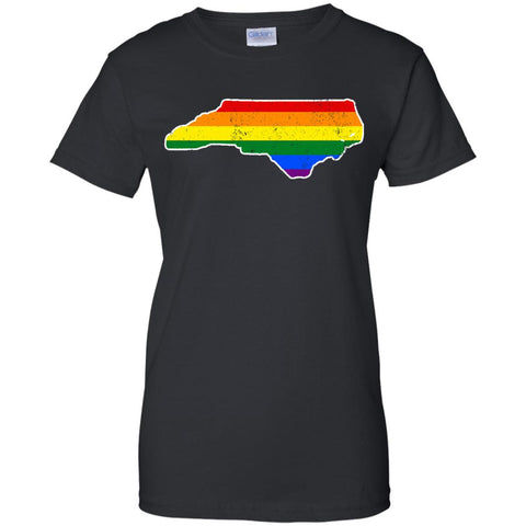North Carolina Rainbow Flag LGBT Community Pride LGBT Shirt  G200L Gildan Ladies' 100% Cotton T-Shirt
