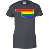 Oklahoma Rainbow Flag LGBT Community Pride LGBT Shirts  G200L Gildan Ladies' 100% Cotton T-Shirt
