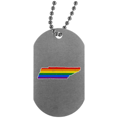 Tennessee Rainbow Flag LGBT Community Pride LGBT Shirts  UN4004 Silver Dog Tag