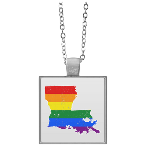 Louisiana Rainbow Flag LGBT Community Pride LGBT Shirts  UN4684 Square Necklace